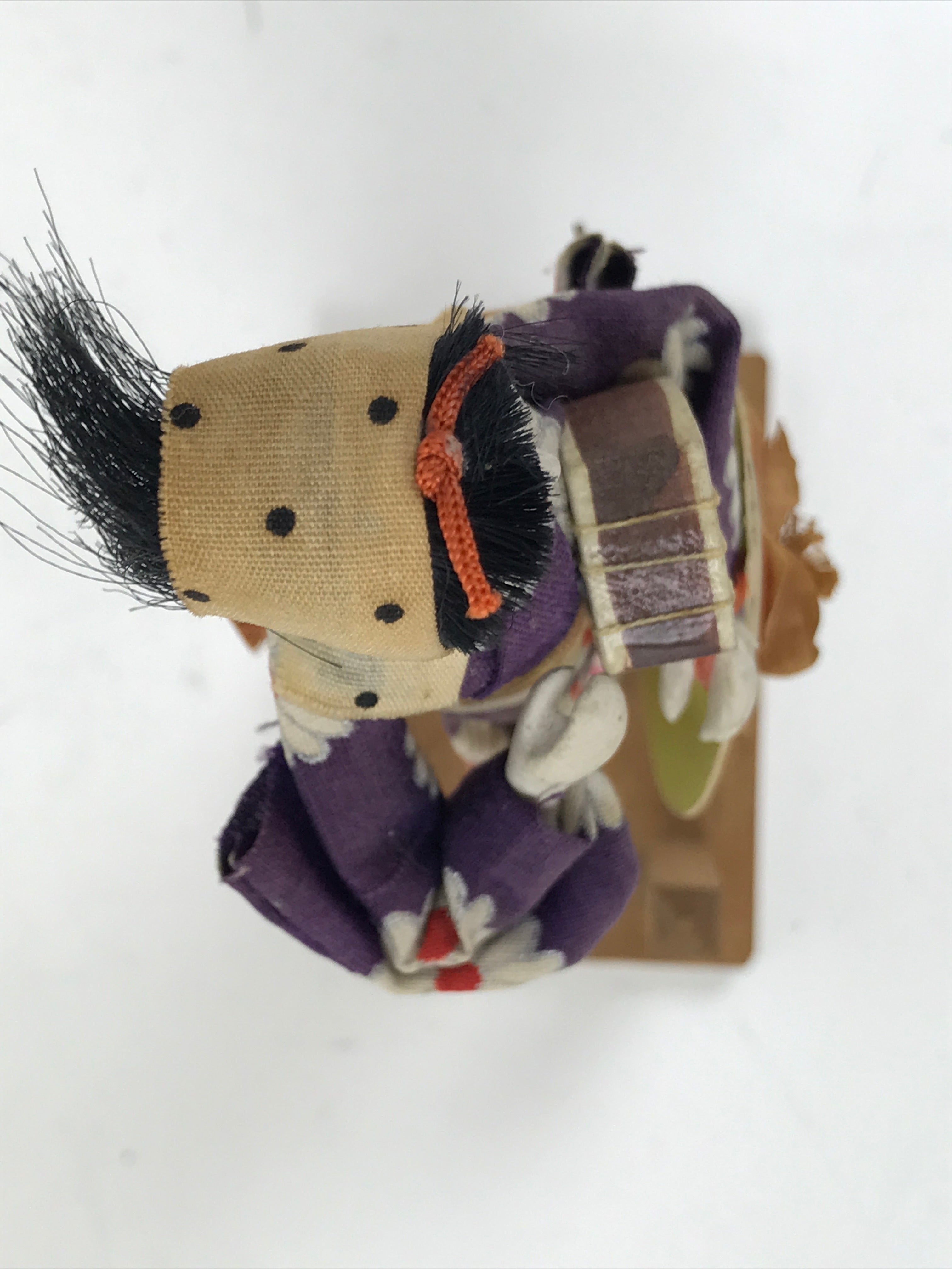 Japanese Wooden Kokeshi Doll Vtg Figurine Girl Kimono Flower Shamisen KF752