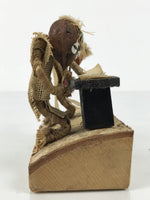 Japanese Wooden Kokeshi Doll Vtg Figurine Kappa Pair Nut Shamisen Song KF798