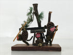 Japanese Wooden Kokeshi Doll Vtg Figurine Monkey Litter Palanquin Brown KF760