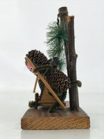 Japanese Wooden Kokeshi Doll Vtg Figurine Monkey Litter Palanquin Brown KF760