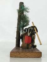 Japanese Wooden Kokeshi Doll Vtg Figurine Monkey Litter Palanquin Brown KF760