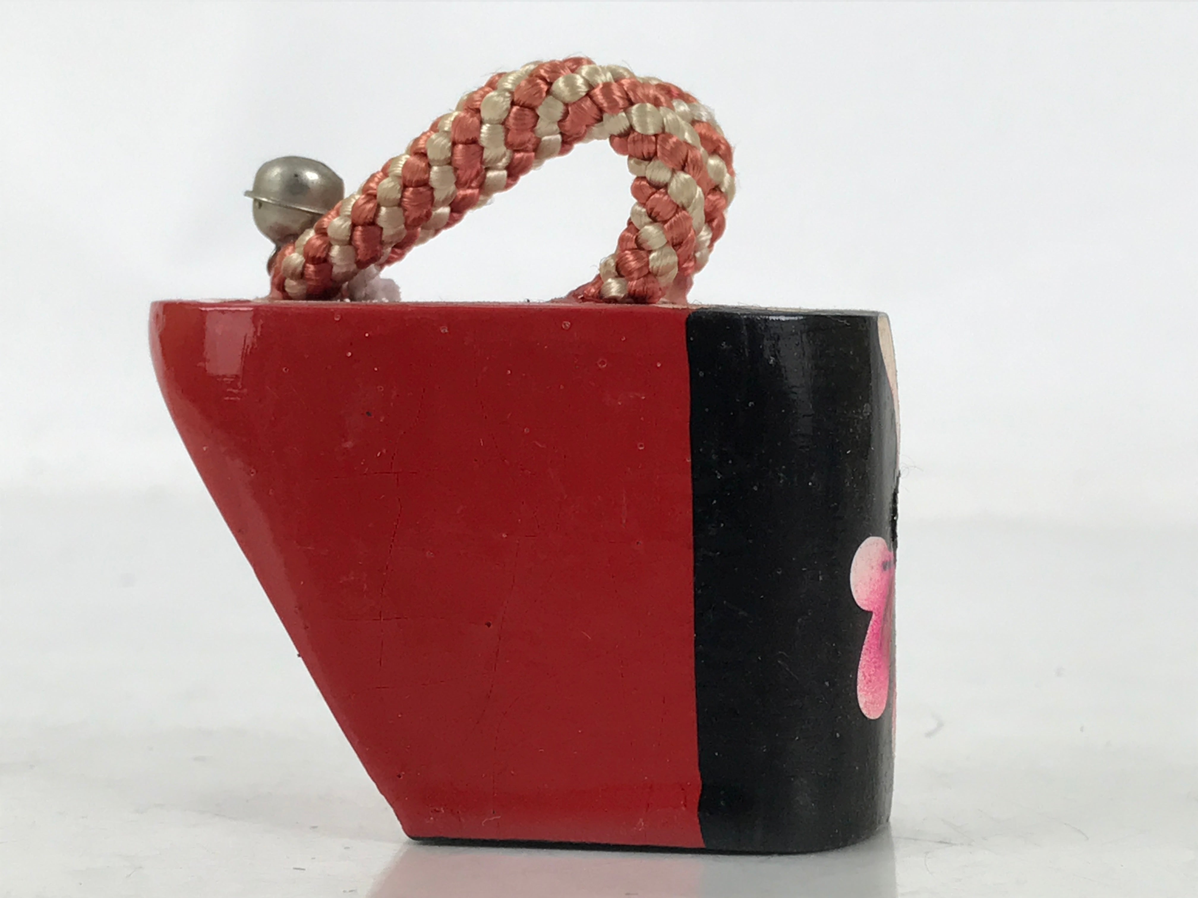 Japanese Wooden Kokeshi Doll Vtg Figurine Red Geta Clog Maiko Geisha KF747