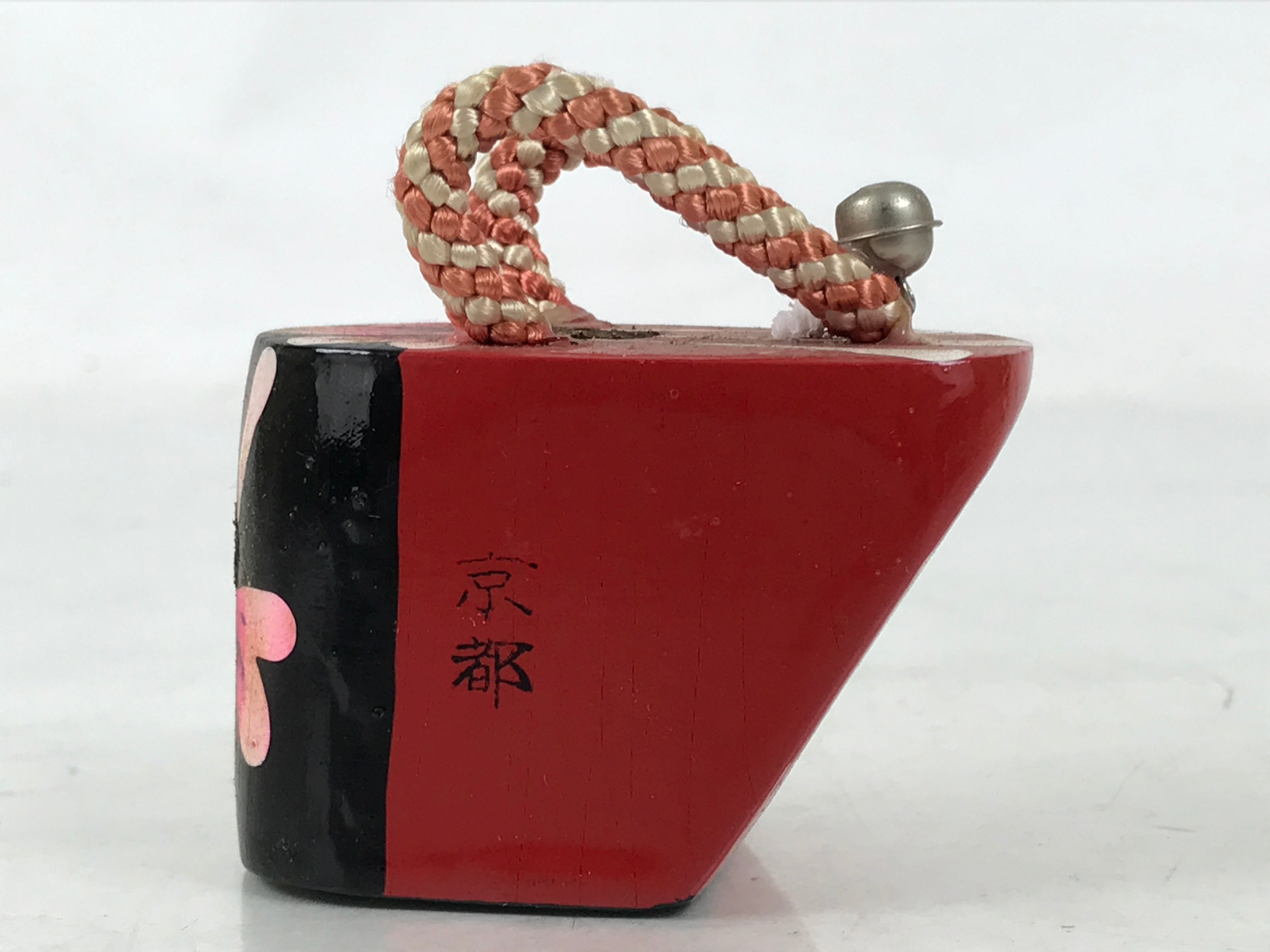 Japanese Wooden Kokeshi Doll Vtg Figurine Red Geta Clog Maiko Geisha KF747