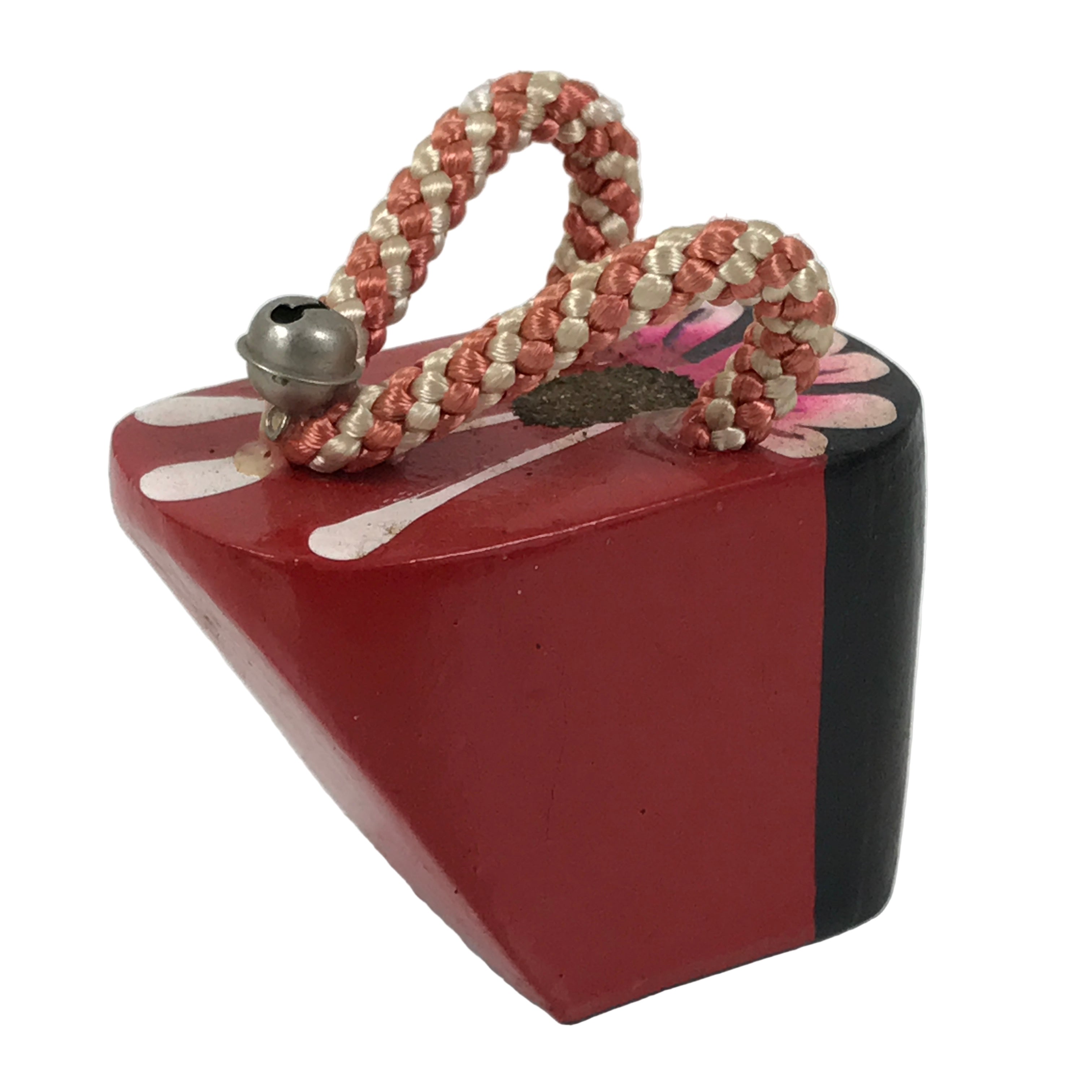 Japanese Wooden Kokeshi Doll Vtg Figurine Red Geta Clog Maiko Geisha KF747