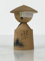 Japanese Wooden Kokeshi Doll Vtg Figurine Wobbly Head Hat Kyoto Pagoda KF815