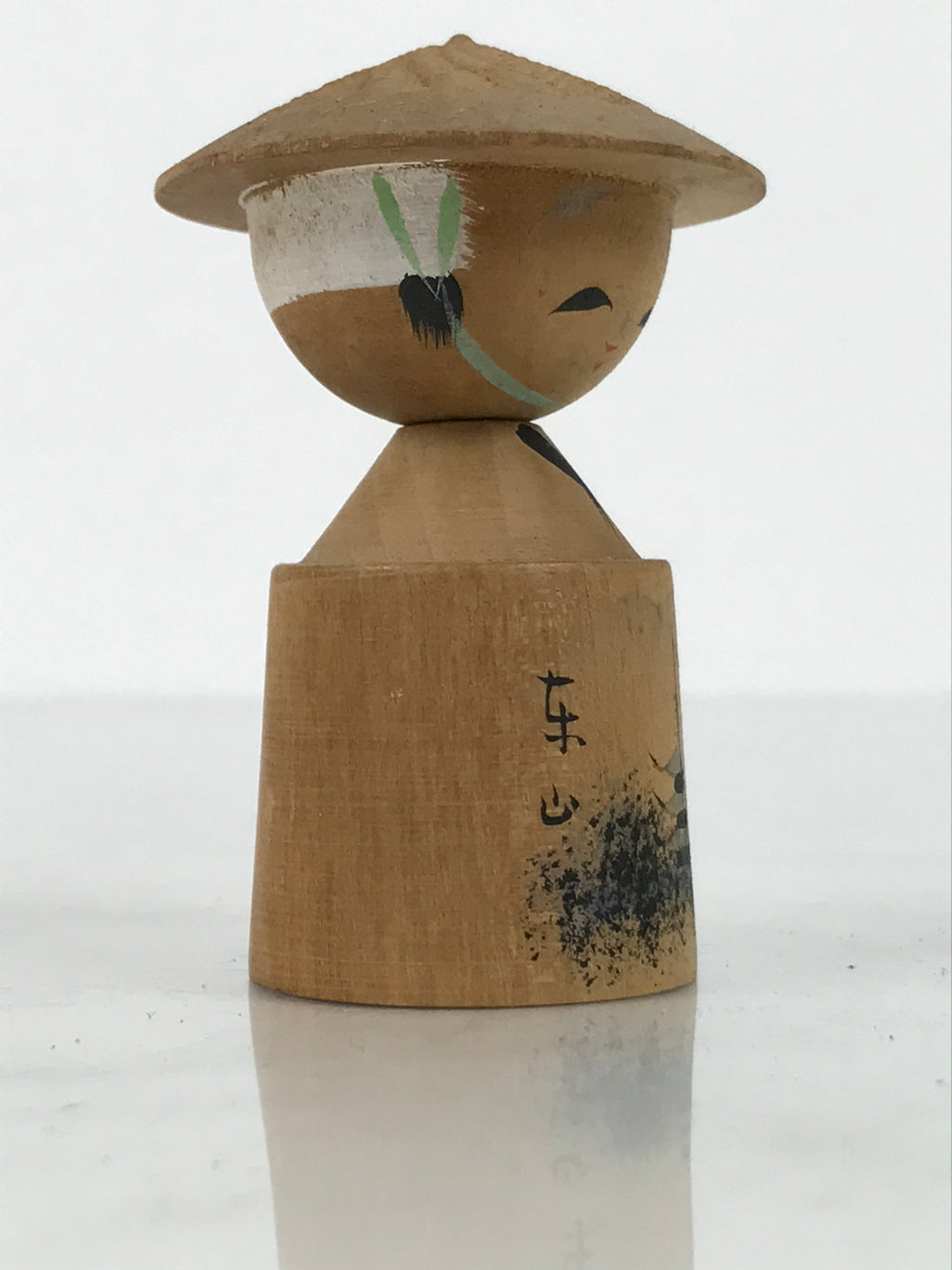 Japanese Wooden Kokeshi Doll Vtg Figurine Wobbly Head Hat Kyoto Pagoda KF815