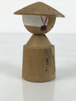 Japanese Wooden Kokeshi Doll Vtg Figurine Wobbly Head Hat Willow Gion KF794