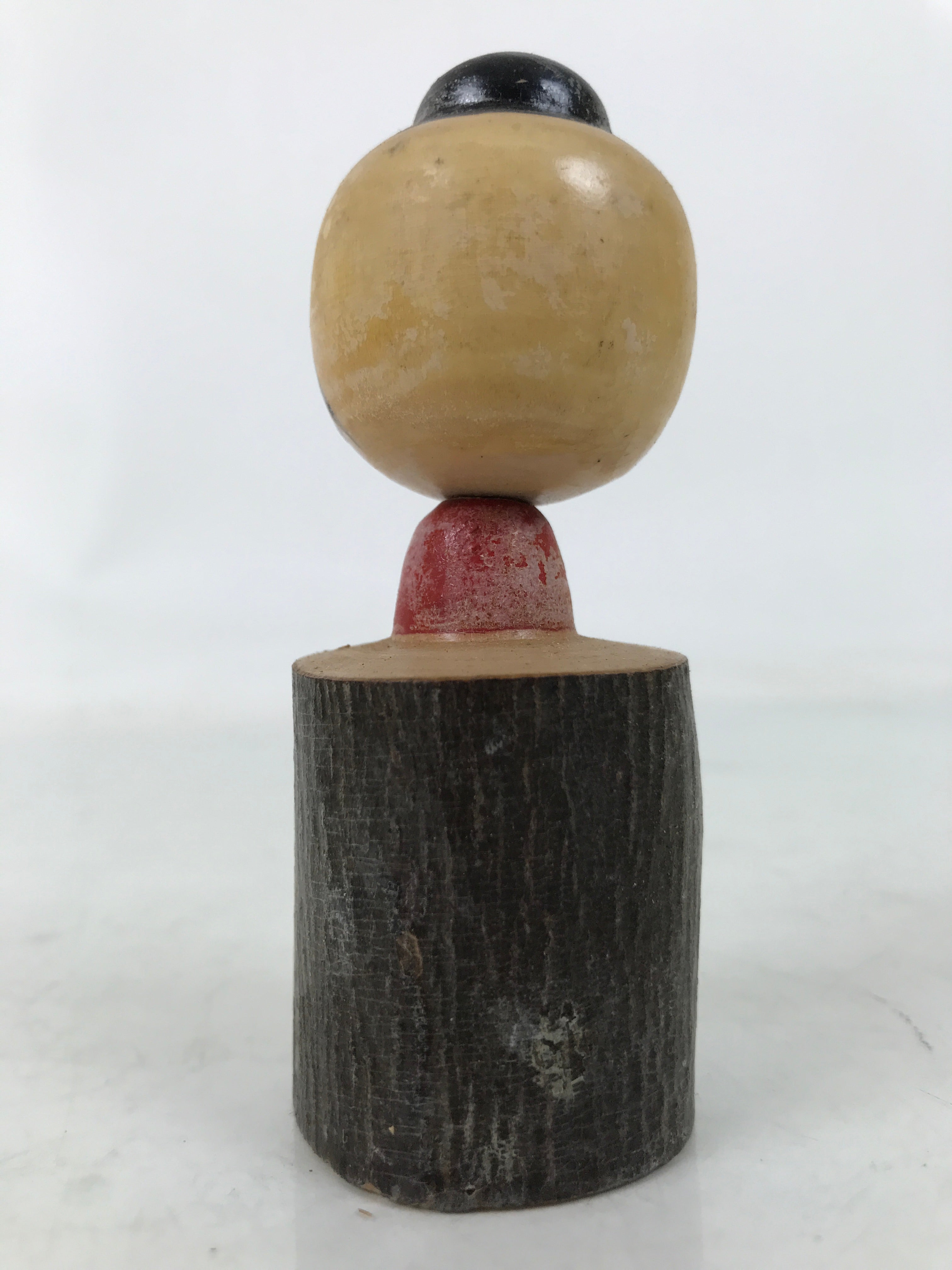 Japanese Wooden Kokeshi Doll Vtg Girl Figurine Red Kimono Obi Wobbly Head KF746