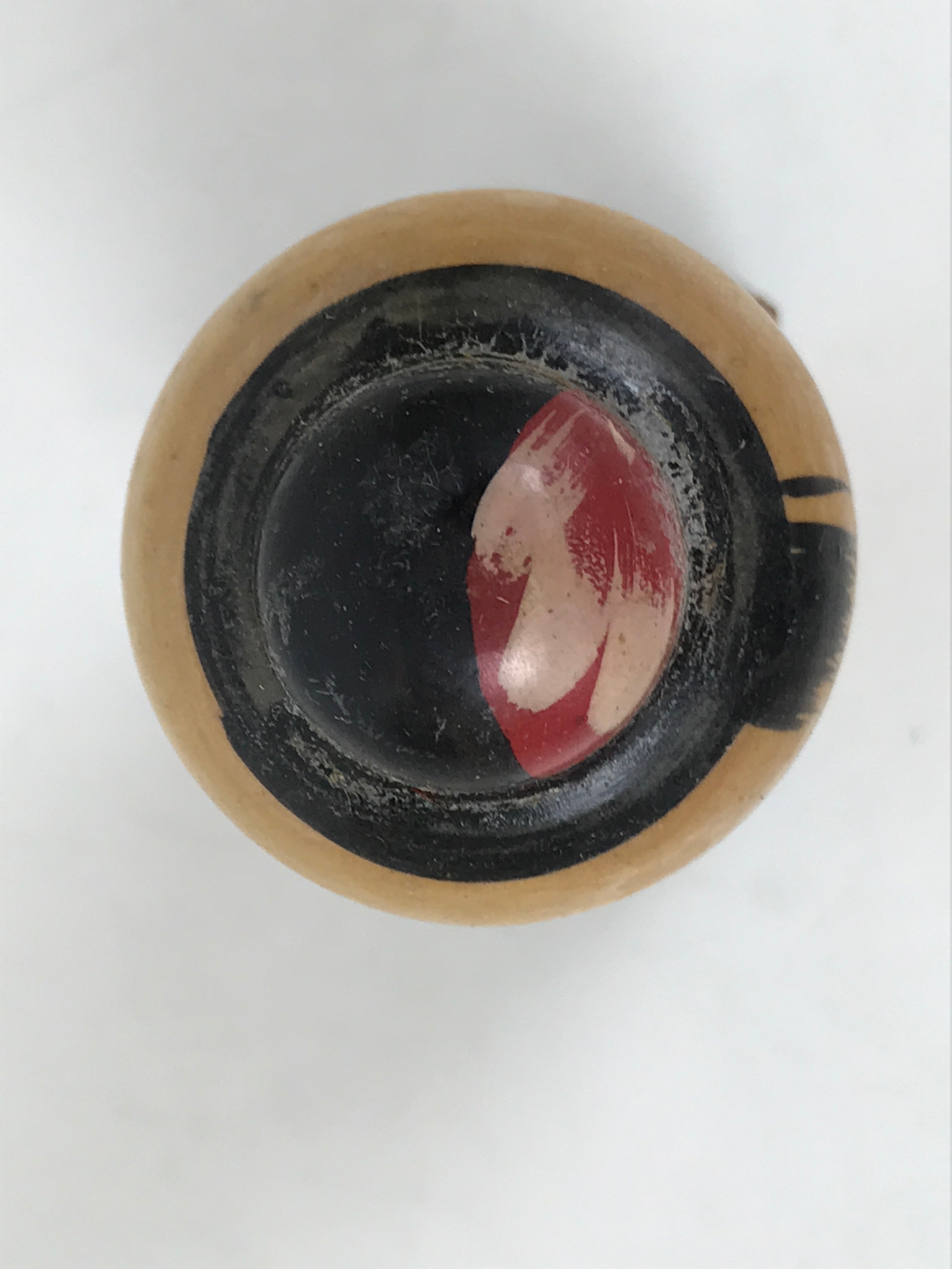 Japanese Wooden Kokeshi Doll Vtg Girl Figurine Red Kimono Obi Wobbly Head KF746