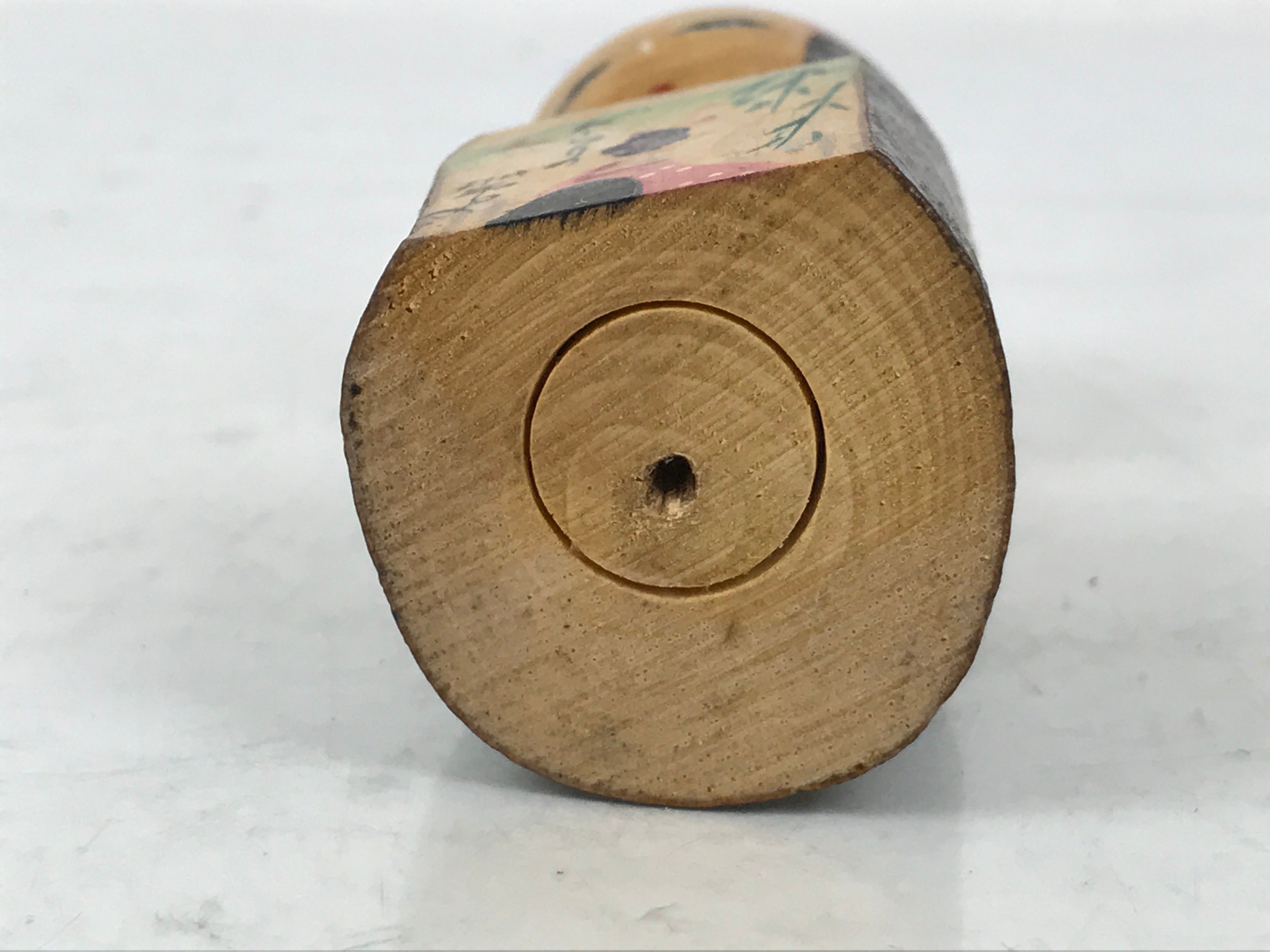 Japanese Wooden Kokeshi Doll Vtg Girl Figurine Red Kimono Obi Wobbly Head KF746