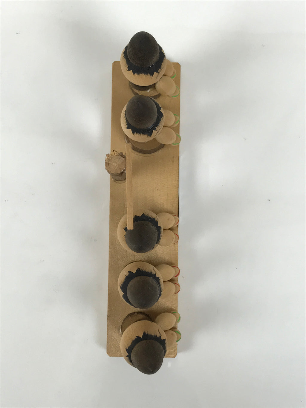Japanese Wooden Kokeshi Doll Vtg Good Friends Hat Child Hiragana Brown KF819