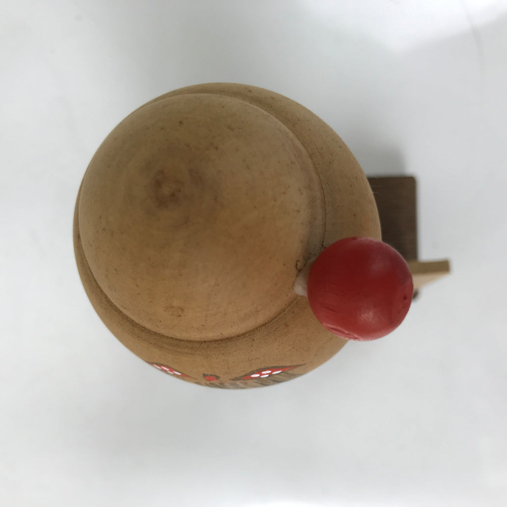 Japanese Wooden Kokeshi Doll Vtg Hagi Souvenir Smiling Orange KF732