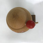 Japanese Wooden Kokeshi Doll Vtg Hagi Souvenir Smiling Orange KF732