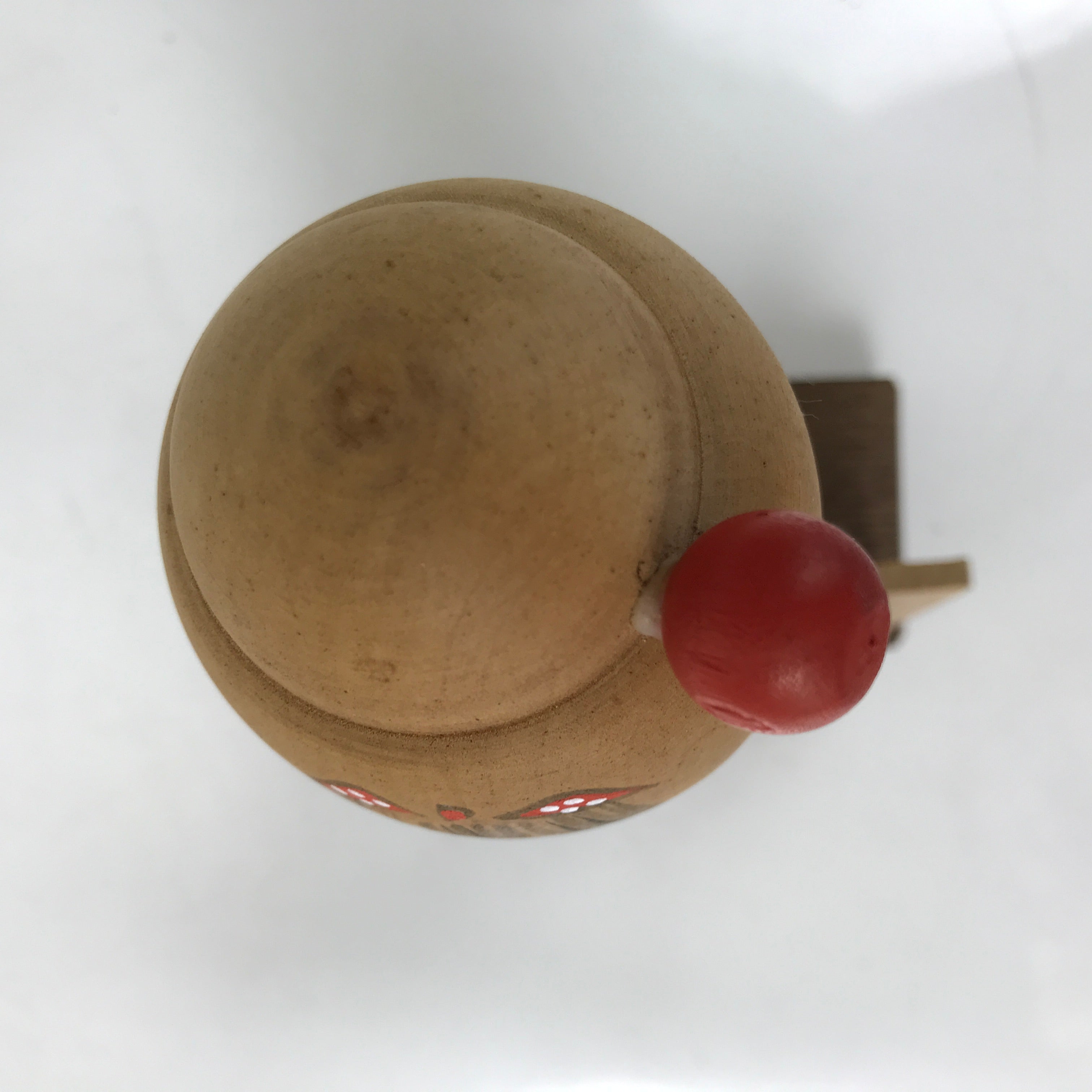 Japanese Wooden Kokeshi Doll Vtg Hagi Souvenir Smiling Orange KF732