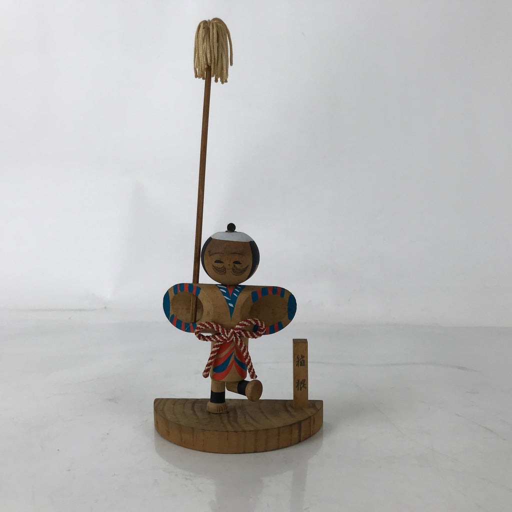 Japanese Wooden Kokeshi Doll Vtg Hakone Souvenir Samurai Servant KF733
