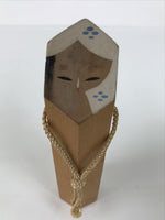Japanese Wooden Kokeshi Doll Vtg Hexagonal Figurine Kisoji Brown White KF813