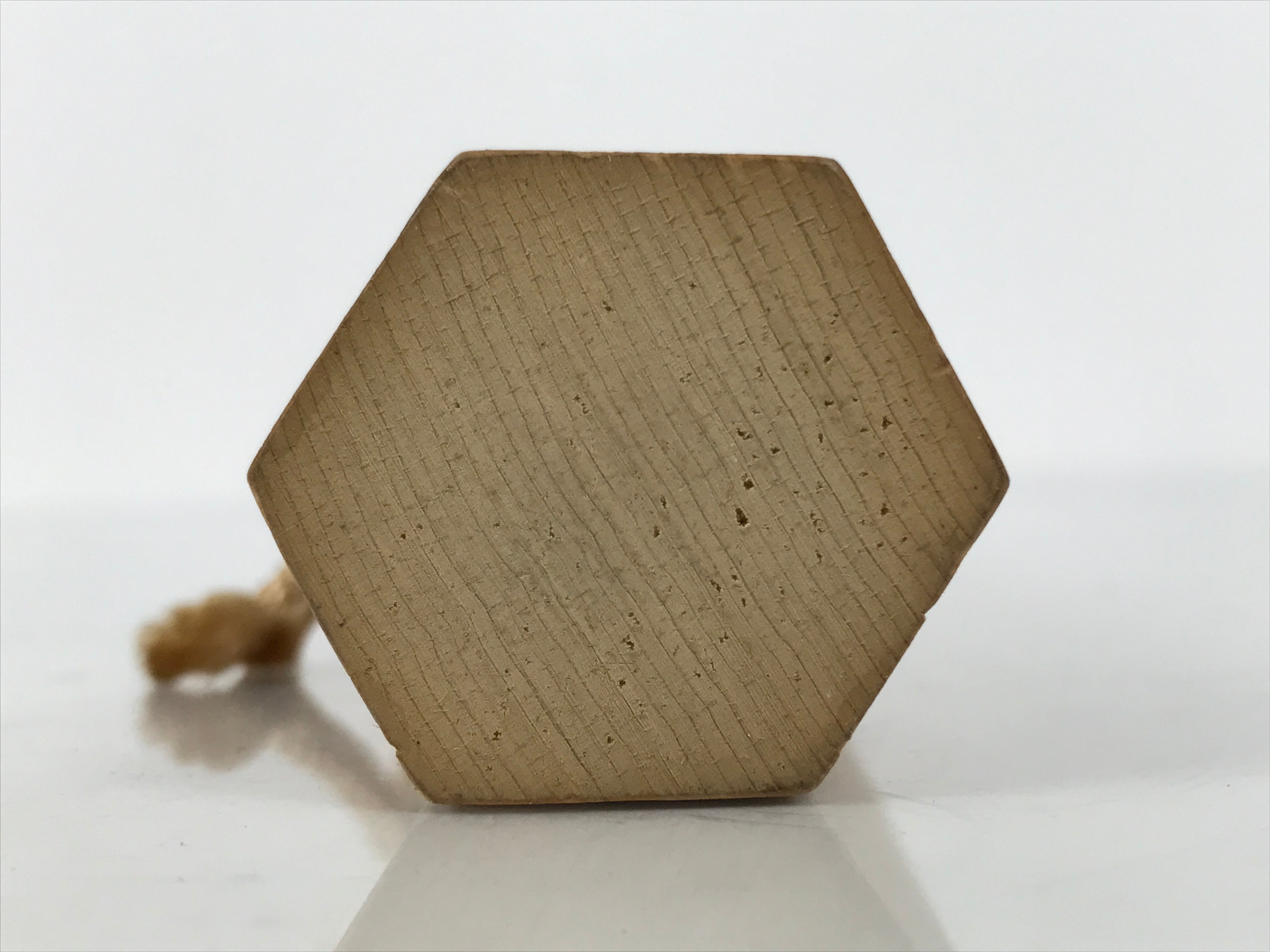 Japanese Wooden Kokeshi Doll Vtg Hexagonal Figurine Kisoji Brown White KF813