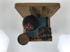 Japanese Wooden Kokeshi Doll Vtg Hot Spring Figurine Bath Smile Brown Blue K809