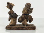 Japanese Wooden Kokeshi Doll Vtg Kimono Couple Figurine Pinecone Brown KF812