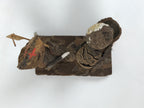 Japanese Wooden Kokeshi Doll Vtg Kimono Couple Figurine Pinecone Brown KF812