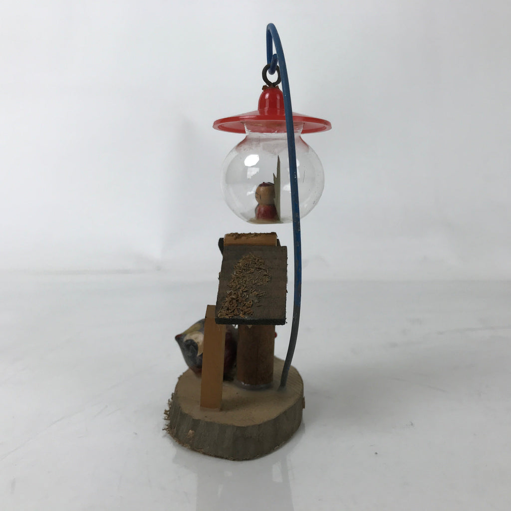 Japanese Wooden Kokeshi Doll Vtg Kyoto Racoon Dog Tanuki Hanging Lantern KF727