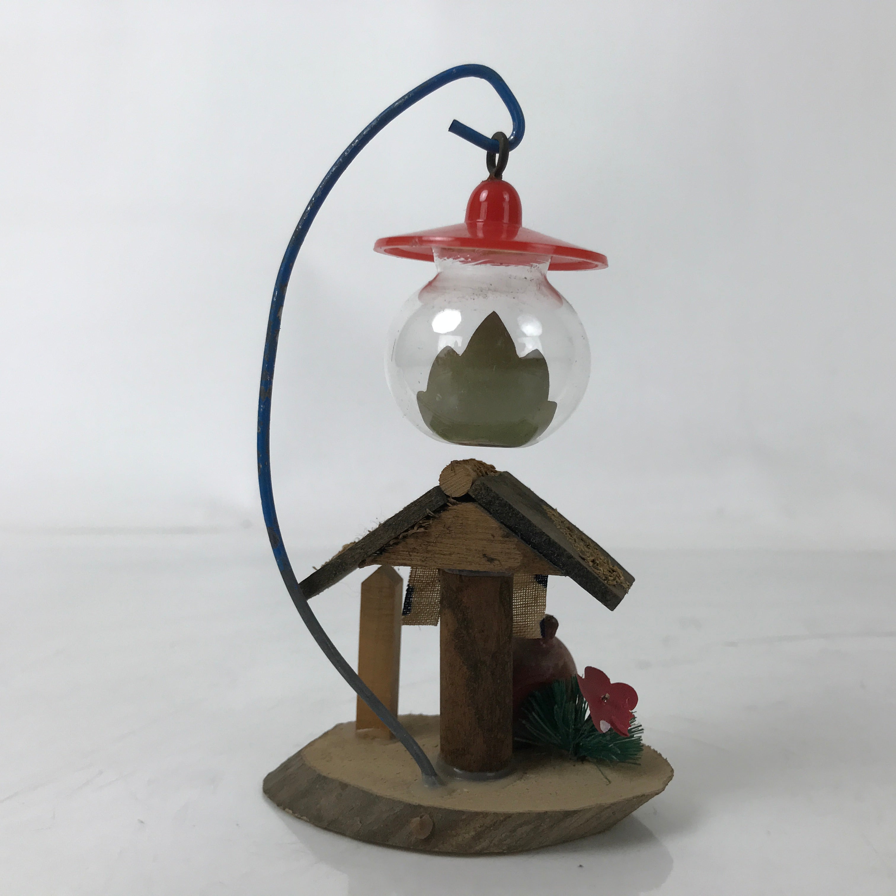 Japanese Wooden Kokeshi Doll Vtg Kyoto Racoon Dog Tanuki Hanging Lantern KF727