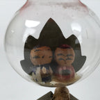 Japanese Wooden Kokeshi Doll Vtg Kyoto Racoon Dog Tanuki Hanging Lantern KF727