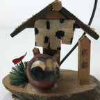 Japanese Wooden Kokeshi Doll Vtg Kyoto Racoon Dog Tanuki Hanging Lantern KF727
