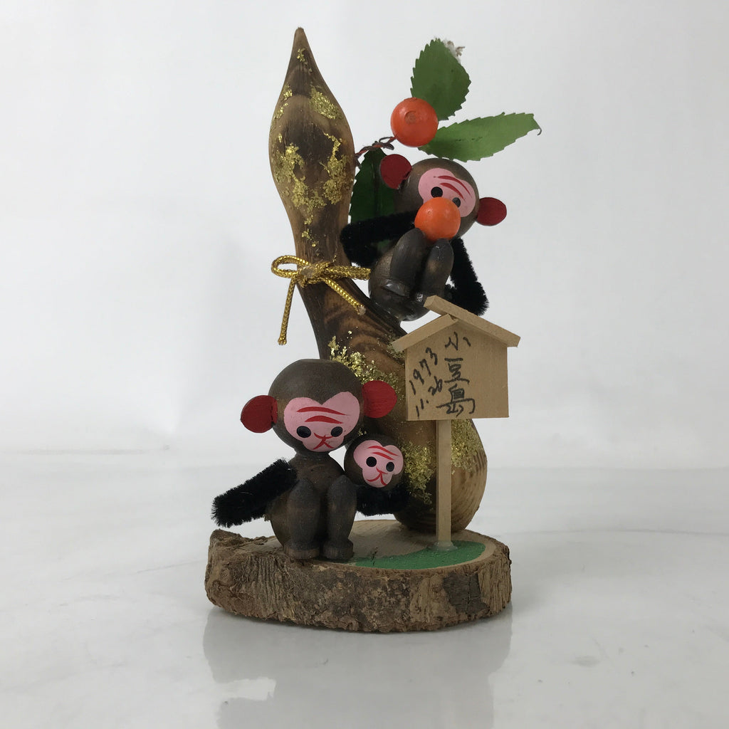 Japanese Wooden Kokeshi Doll Vtg Monkey Fruits Gourd Shodoshima Souvenir KF726