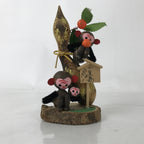 Japanese Wooden Kokeshi Doll Vtg Monkey Fruits Gourd Shodoshima Souvenir KF726