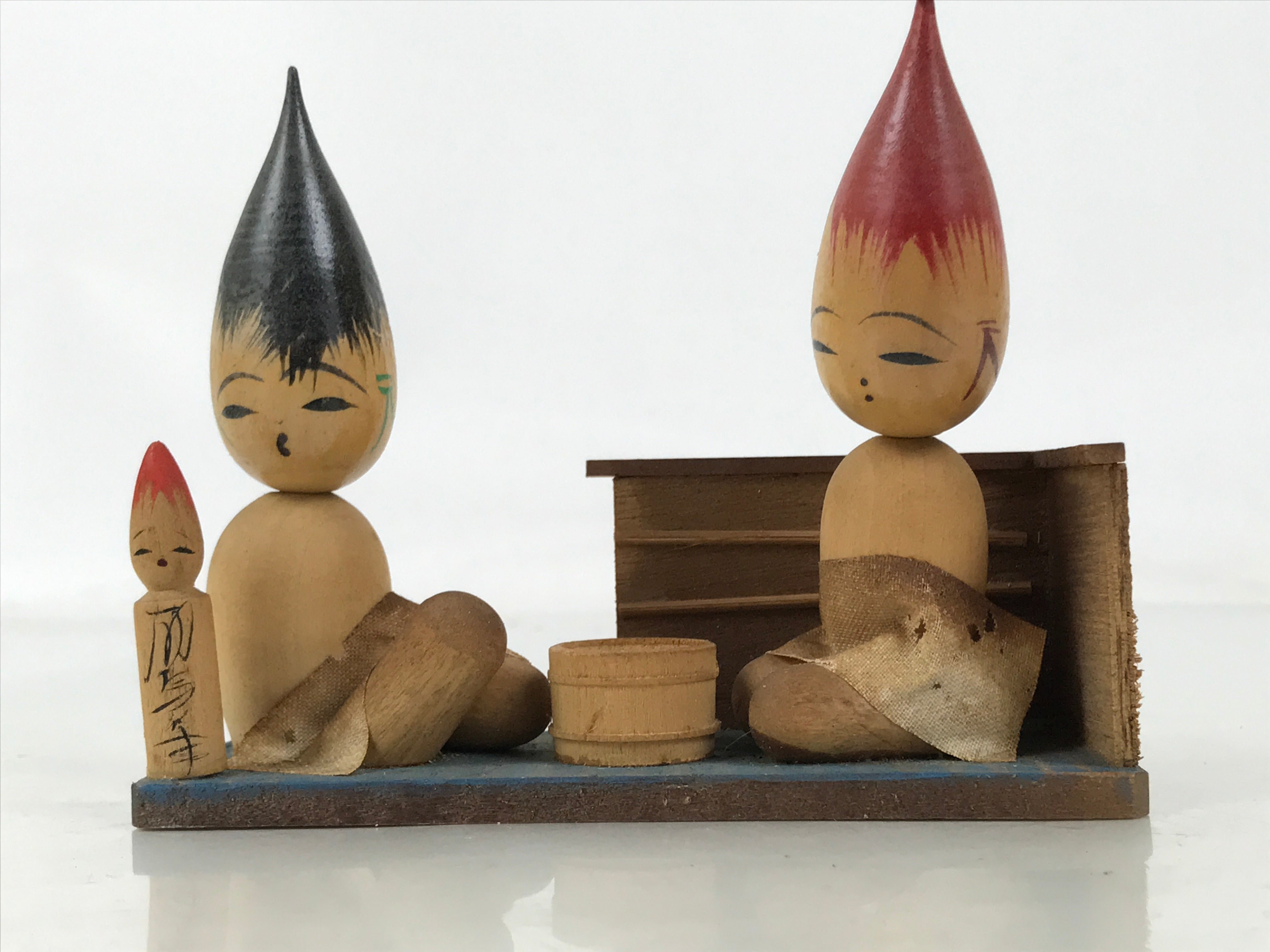 Japanese Wooden Kokeshi Doll Vtg Paint Brush Figurine Arima Fude Onsen KF758