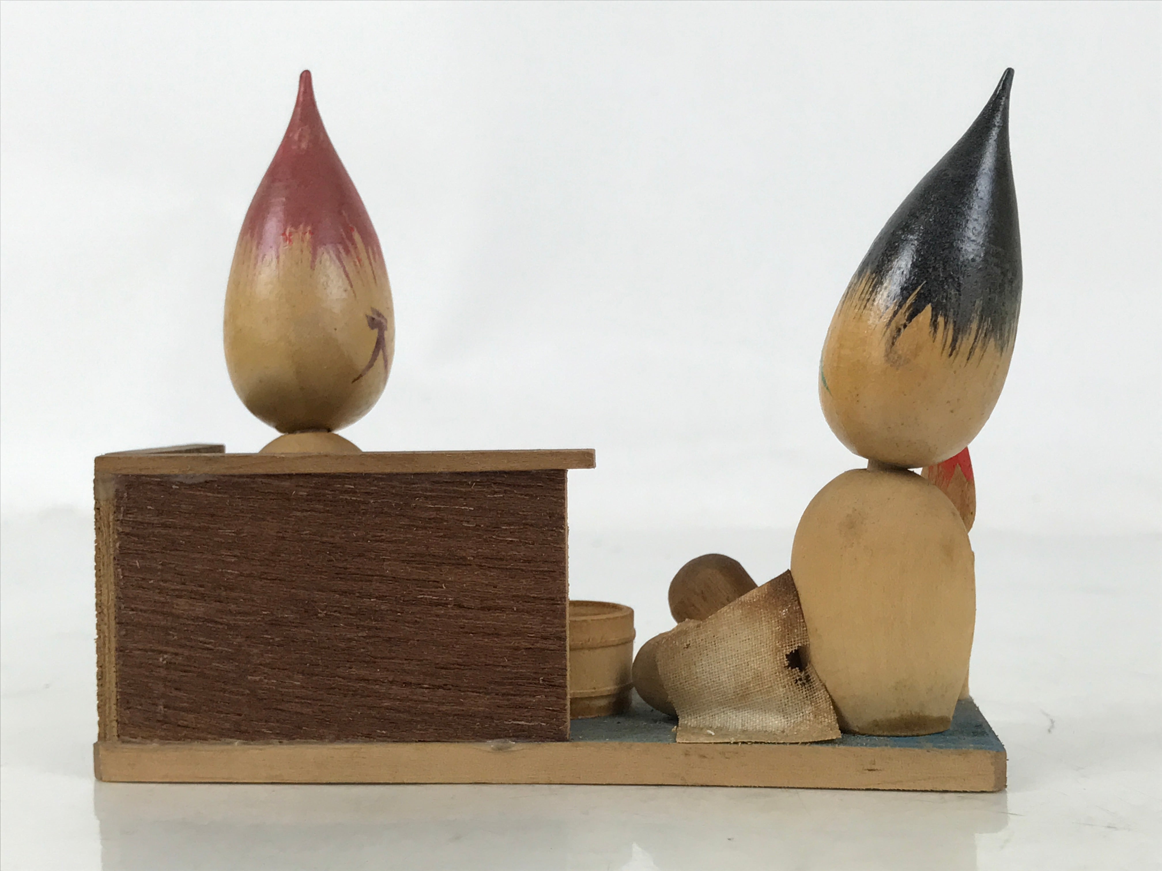 Japanese Wooden Kokeshi Doll Vtg Paint Brush Figurine Arima Fude Onsen KF758