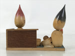 Japanese Wooden Kokeshi Doll Vtg Paint Brush Figurine Arima Fude Onsen KF758