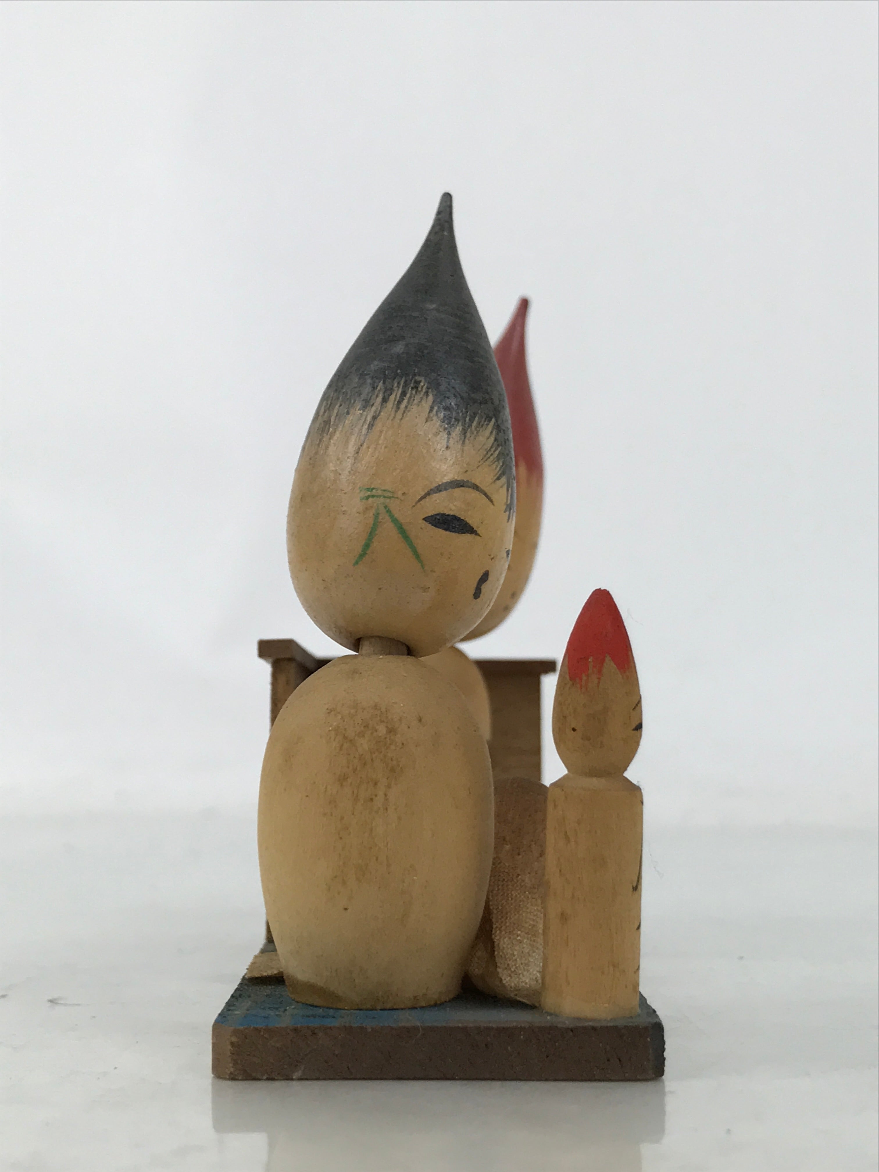 Japanese Wooden Kokeshi Doll Vtg Paint Brush Figurine Arima Fude Onsen KF758