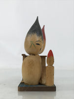 Japanese Wooden Kokeshi Doll Vtg Paint Brush Figurine Arima Fude Onsen KF758