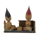 Japanese Wooden Kokeshi Doll Vtg Paint Brush Figurine Arima Fude Onsen KF758