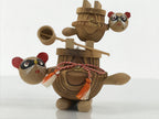 Japanese Wooden Kokeshi Doll Vtg Raccoon Dog Figurine Tea Kettle Tanuki KF816