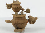 Japanese Wooden Kokeshi Doll Vtg Raccoon Dog Figurine Tea Kettle Tanuki KF816