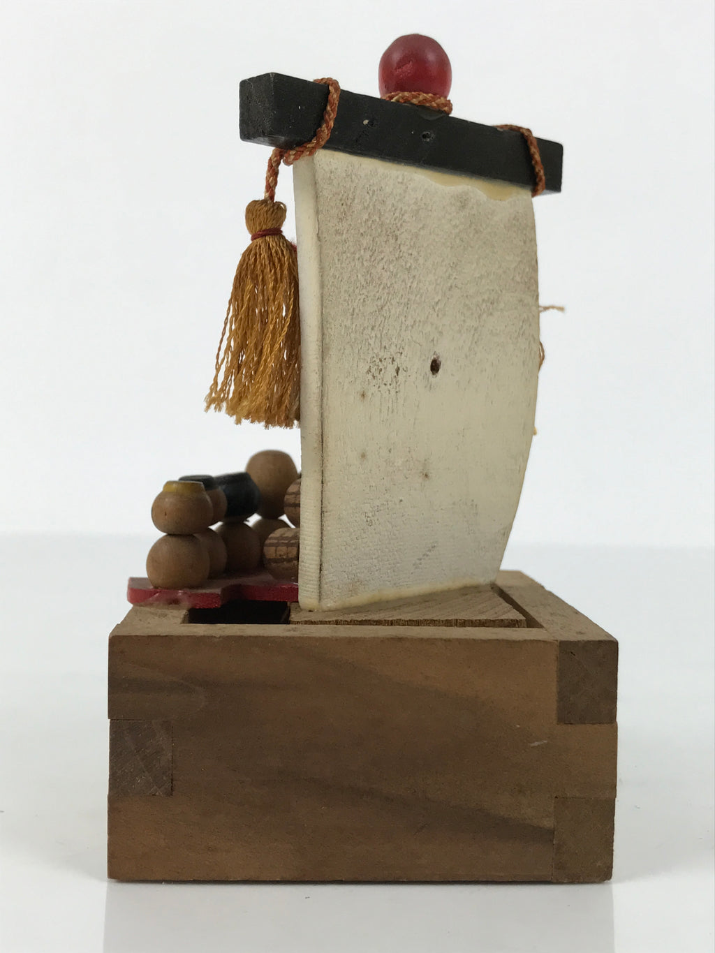 Japanese Wooden Kokeshi Doll Vtg Seven Lucky Gods Figurine Treasure Ship KF831