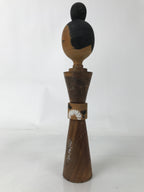 Japanese Wooden Kokeshi Doll Vtg Simple Hair Bun Hokoji Temple Brown KF729
