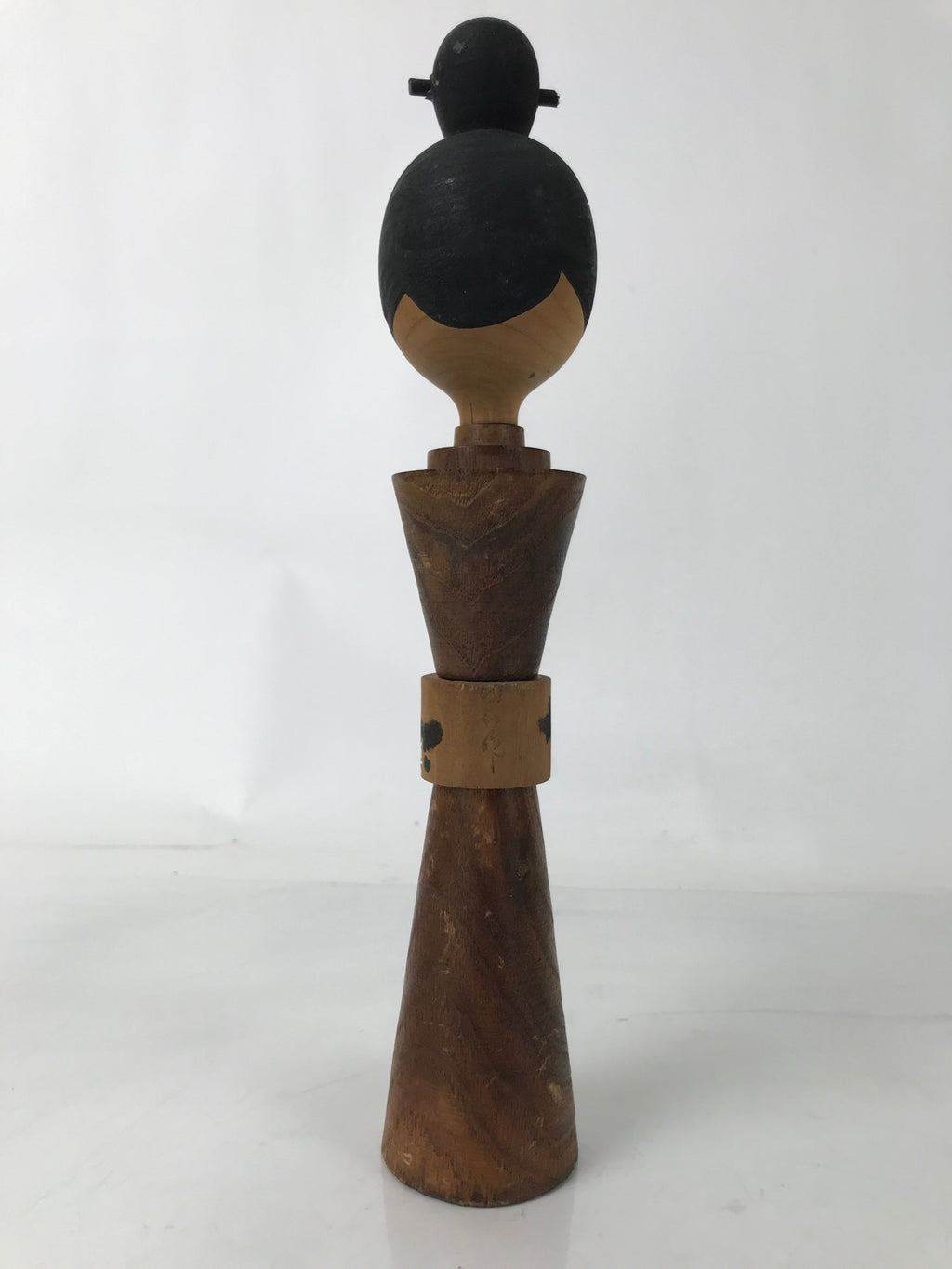 Japanese Wooden Kokeshi Doll Vtg Simple Hair Bun Hokoji Temple Brown KF729
