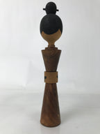 Japanese Wooden Kokeshi Doll Vtg Simple Hair Bun Hokoji Temple Brown KF729
