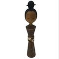 Japanese Wooden Kokeshi Doll Vtg Simple Hair Bun Hokoji Temple Brown KF729