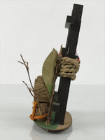 Japanese Wooden Kokeshi Doll Vtg Straw Hat Child Figurine Tsuruga Brown KF821