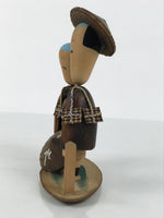 Japanese Wooden Kokeshi Doll Vtg Wobbly Head Kimono Figurine Hakone Travel KF830