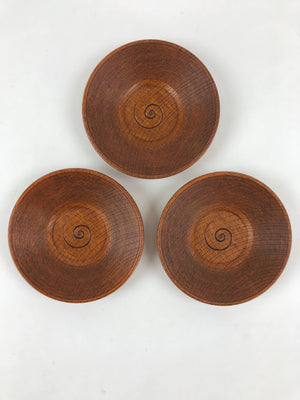 Japanese Wooden Lacquer Drink Saucer 3pc Set Vtg Chataku Coaster Round UR931