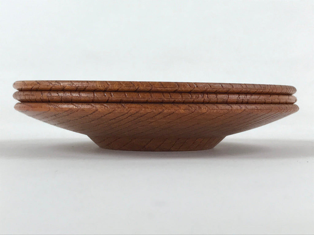 Japanese Wooden Lacquer Drink Saucer 3pc Set Vtg Chataku Coaster Round UR931