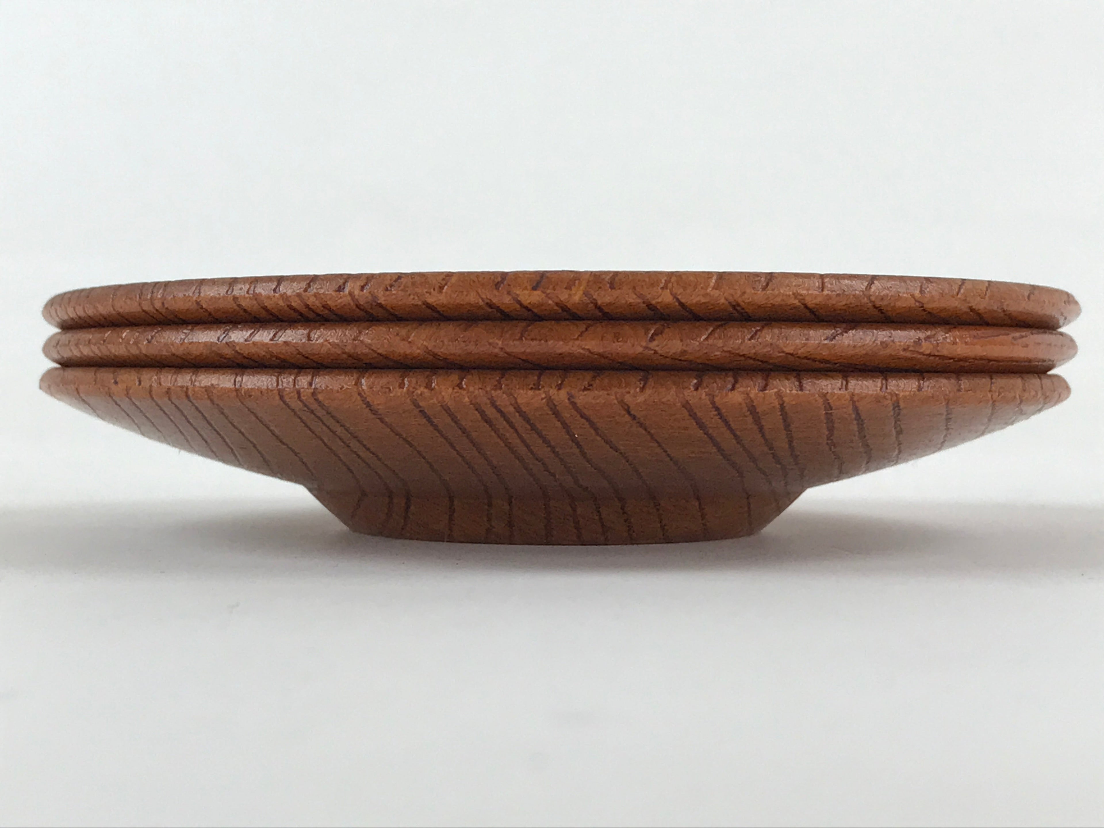 Japanese Wooden Lacquer Drink Saucer 3pc Set Vtg Chataku Coaster Round UR931