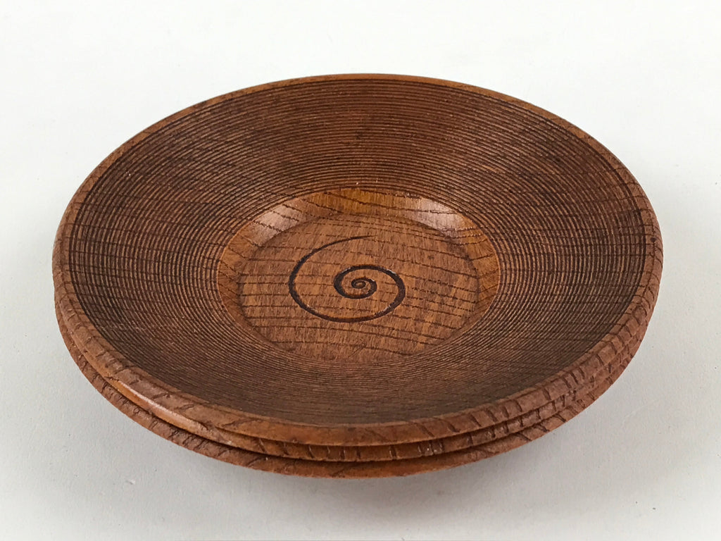 Japanese Wooden Lacquer Drink Saucer 3pc Set Vtg Chataku Coaster Round UR931