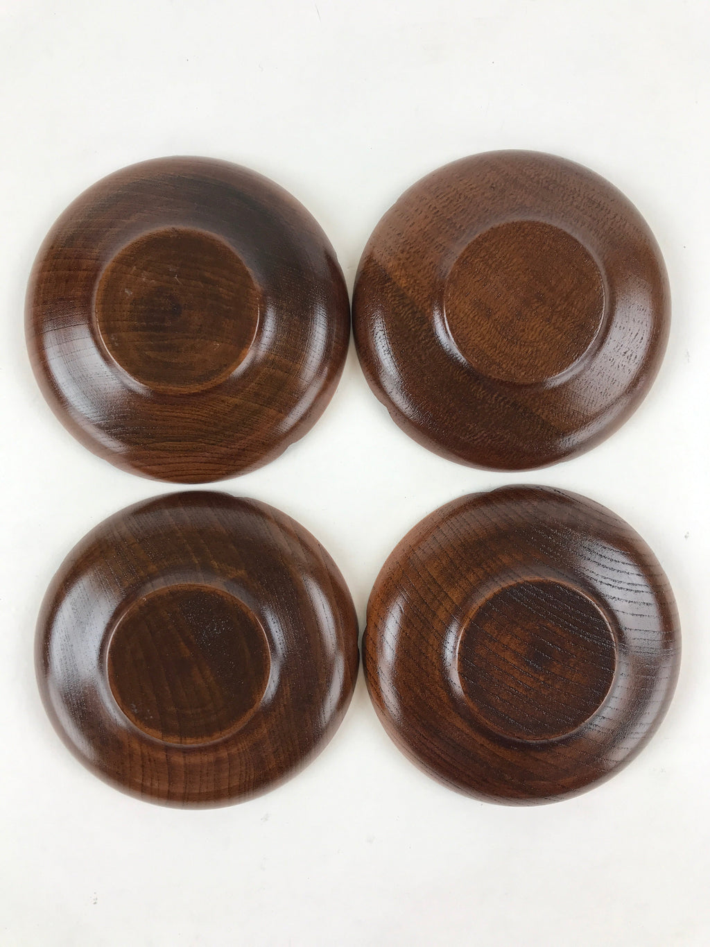 Japanese Wooden Lacquer Drink Saucer 5pc Set Vtg Chataku Coaster Flower UR940